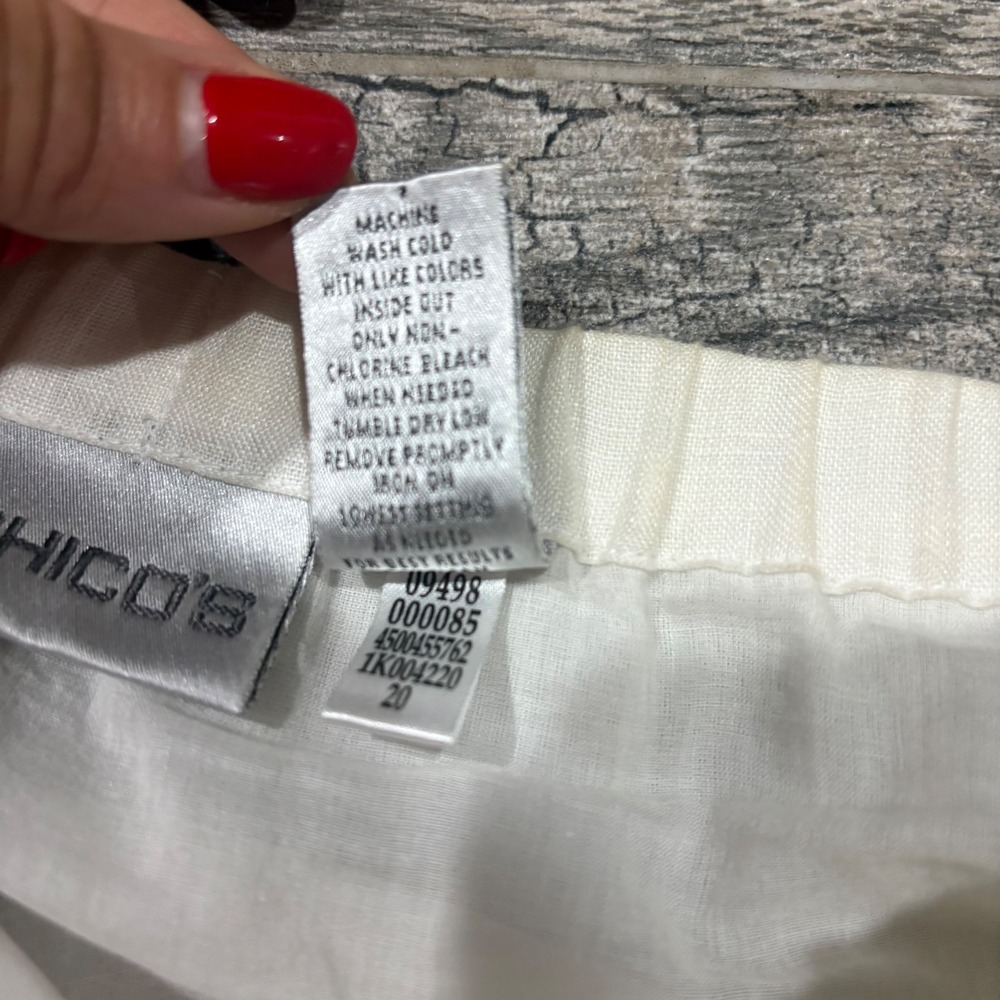 Chicos White Linen Tiered Maxi Skirt Floral Crochet Lace Ruffle Boho Sz 2 (L) - Picture 7 of 9